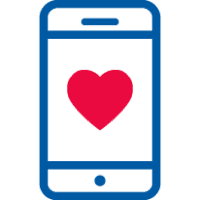 heart on phone icon